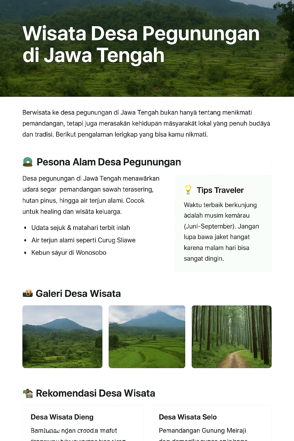 Wisata Desa Pegunungan